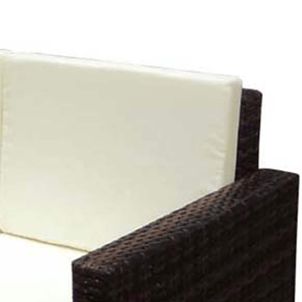 2-tlg. Garten-Lounge-Set mit Kissen Poly Rattan Braun