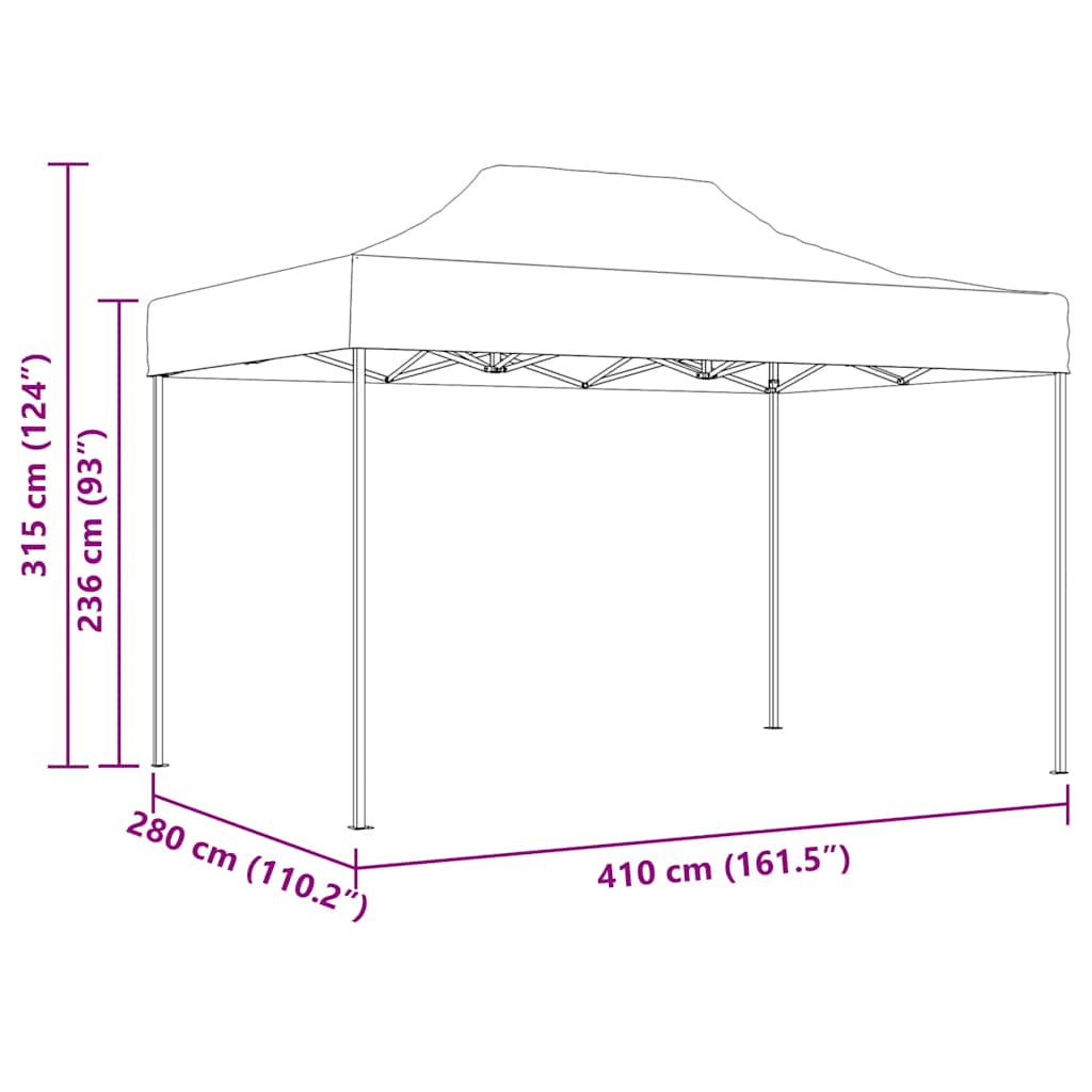 Profi-Partyzelt Faltbar 3×4 m Stahl Anthrazit
