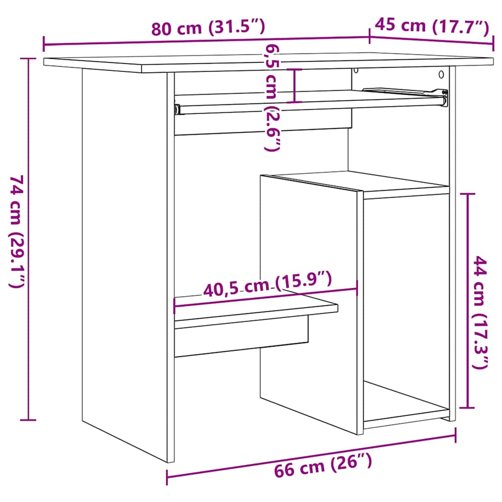 Schreibtisch Weiß 80x45x74 cm Holzwerkstoff