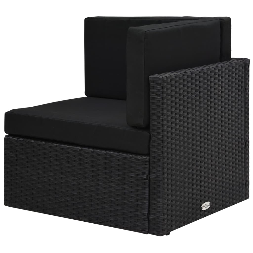 10-tlg. Garten-Lounge-Set Poly Rattan Schwarz