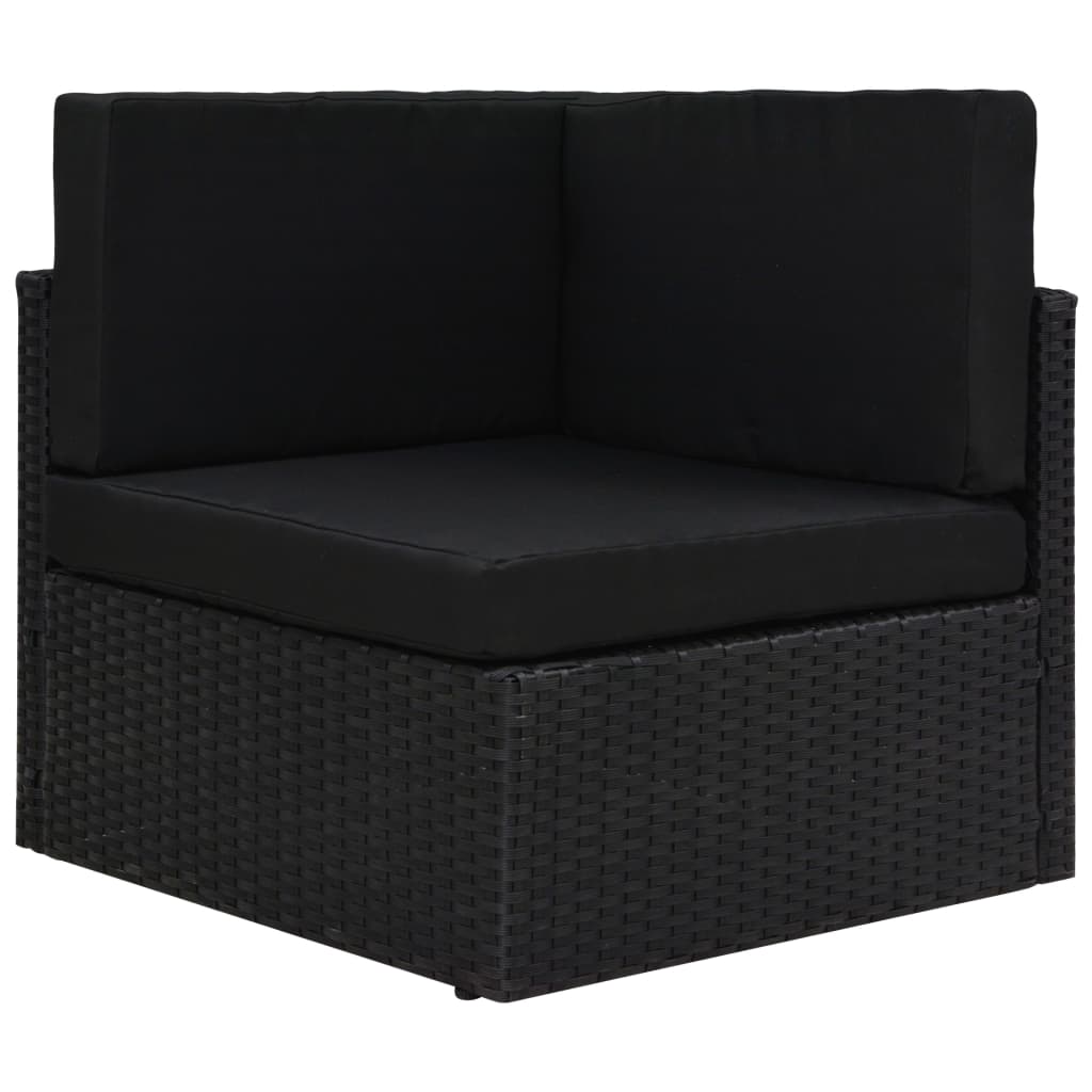 10-tlg. Garten-Lounge-Set Poly Rattan Schwarz