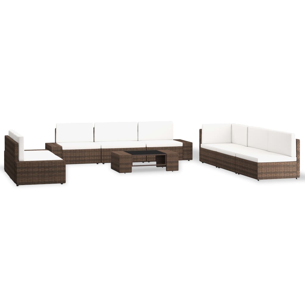 9-tlg. Garten-Lounge-Set Poly Rattan Braun