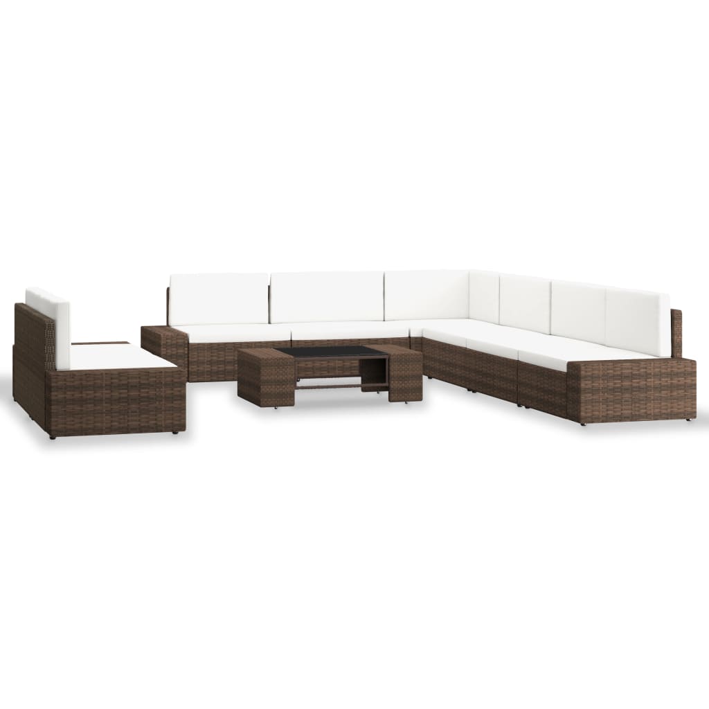 9-tlg. Garten-Lounge-Set Poly Rattan Braun