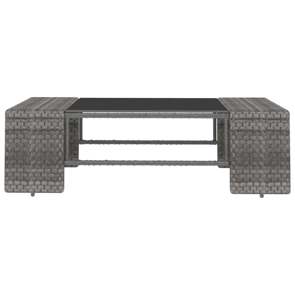 10-tlg. Garten-Lounge-Set Poly Rattan Grau