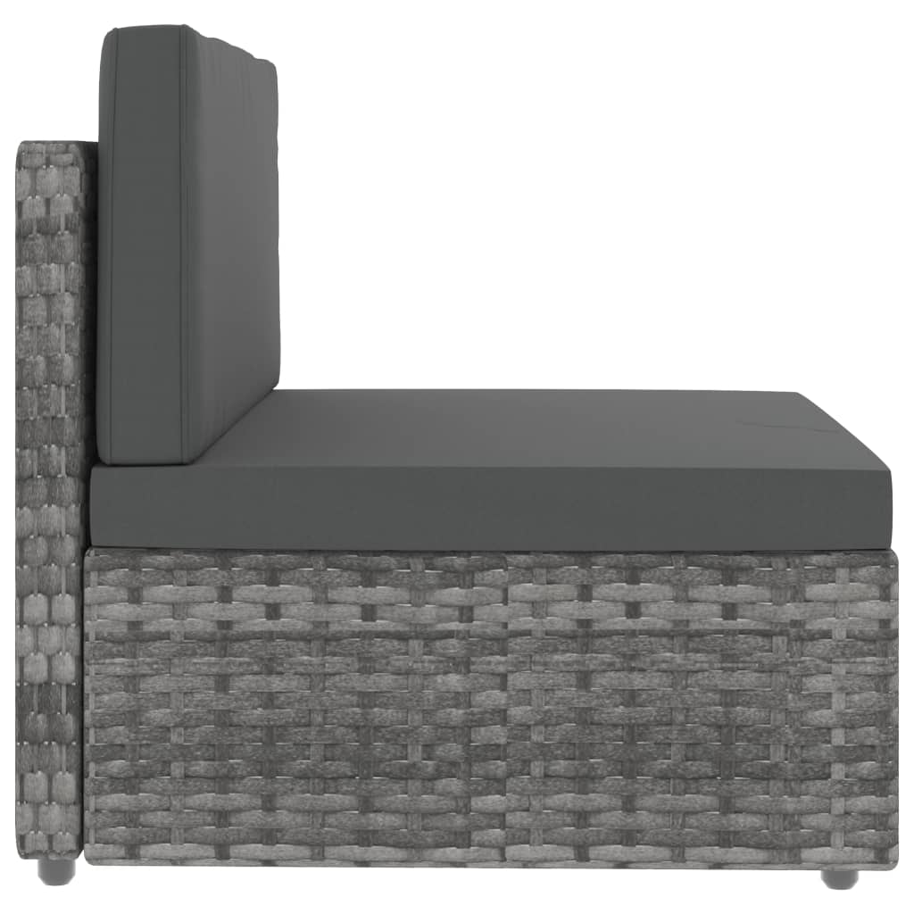 9-tlg. Garten-Lounge-Set Poly Rattan Grau