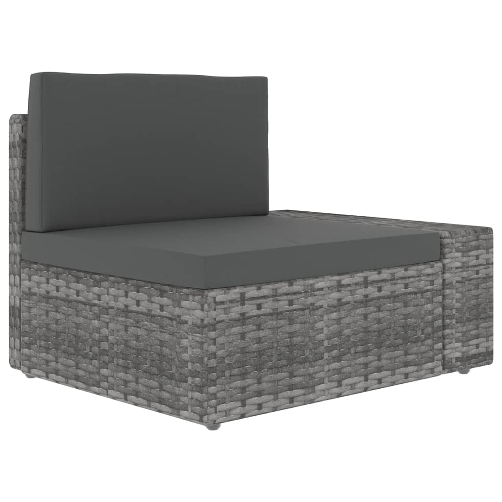 10-tlg. Garten-Lounge-Set Poly Rattan Grau