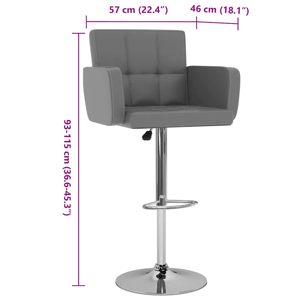 Barhocker 2 Stk. Grau Kunstleder