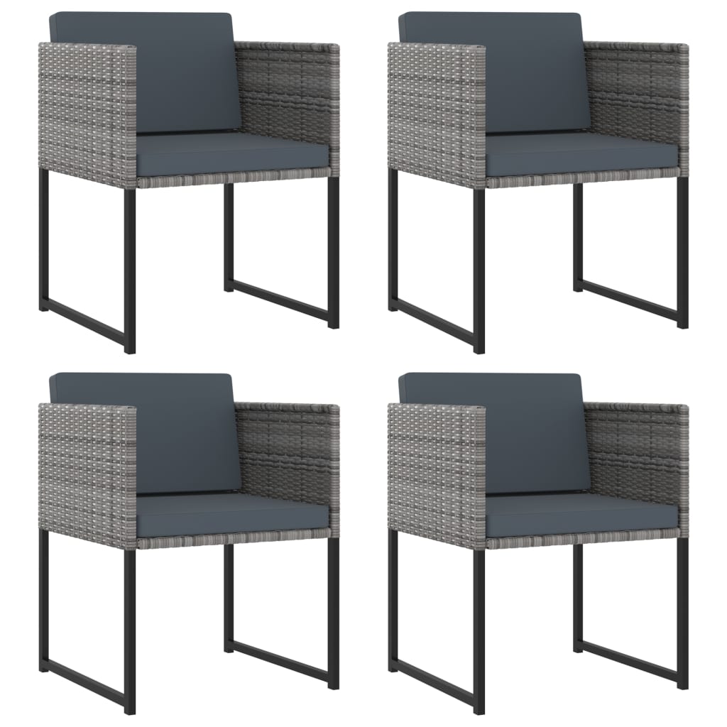 9-tlg. Garten-Essgruppe mit Kissen Poly Rattan Grau