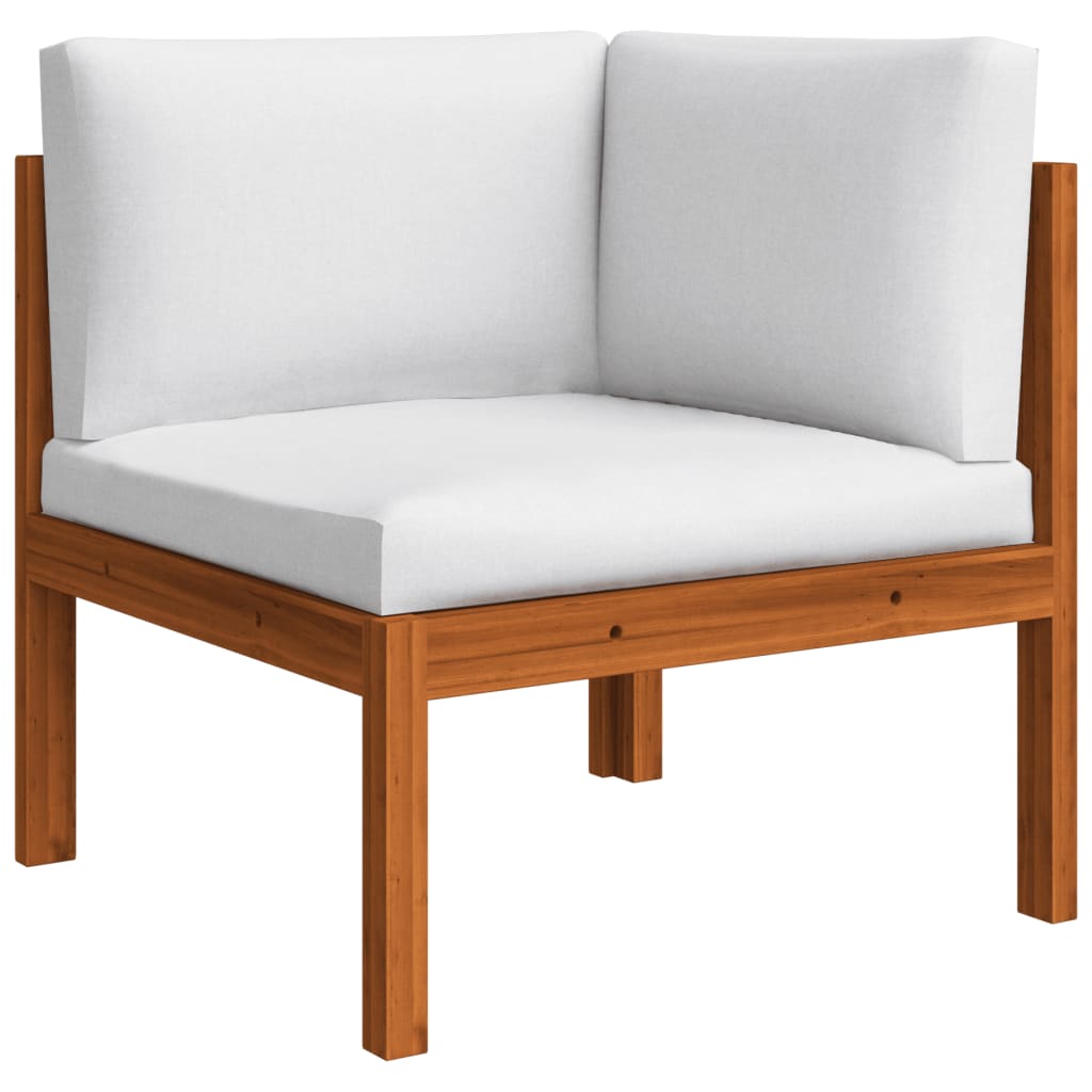 10-tlg. Garten-Lounge-Set mit Kissen Cremefarbenes Holz Akazie & Seil