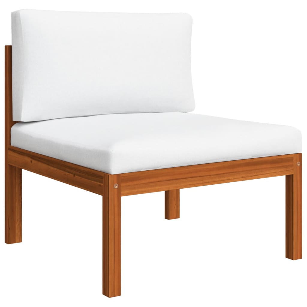 10-tlg. Garten-Lounge-Set mit Kissen Cremefarbenes Holz Akazie & Seil