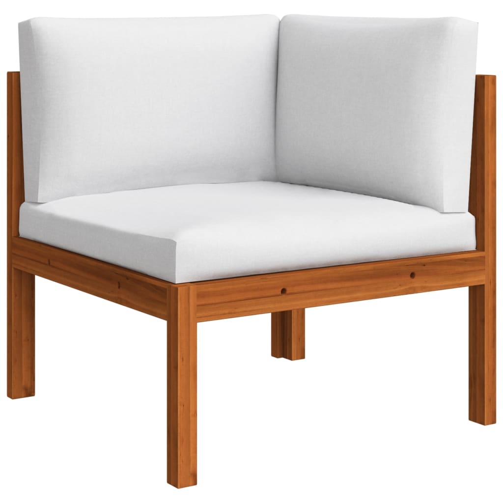 9-tlg. Garten-Lounge-Set mit Kissen Cremefarbenes Holz Akazie & Seil