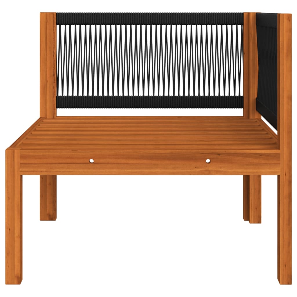 9-tlg. Garten-Lounge-Set mit Kissen Cremefarbenes Holz Akazie & Seil