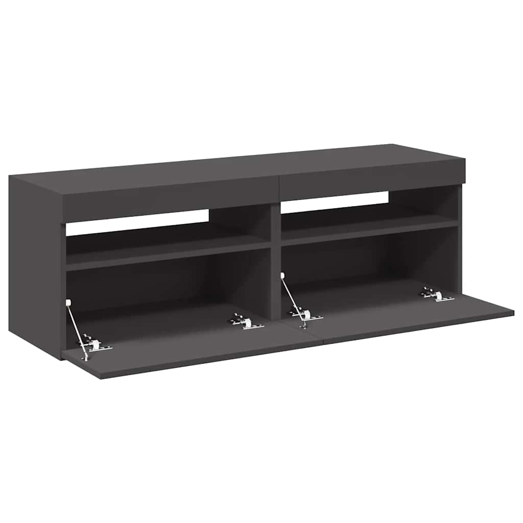 TV-Schränke LED-Leuchten 2 Stk. Grau 60x35x40cm