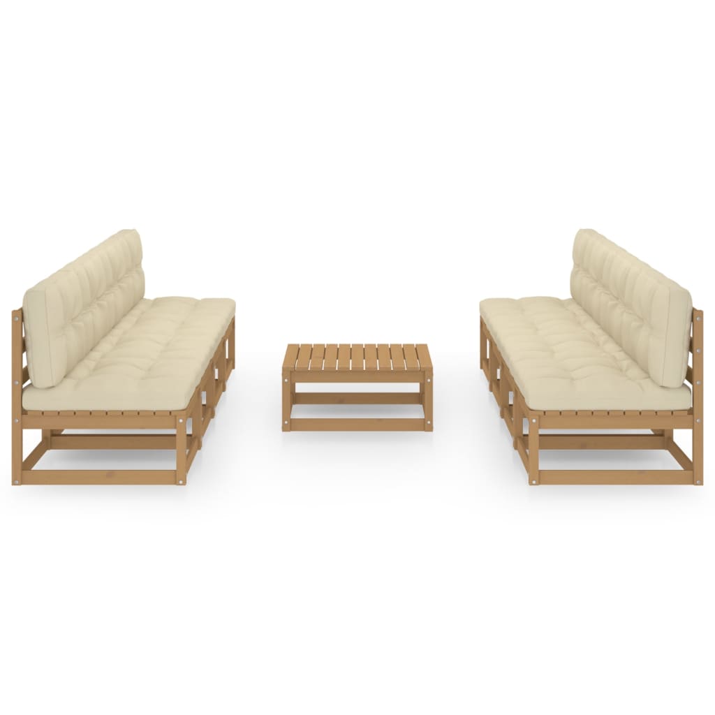9-tlg. Garten-Lounge-Set mit Kissen Kiefer Massivholz
