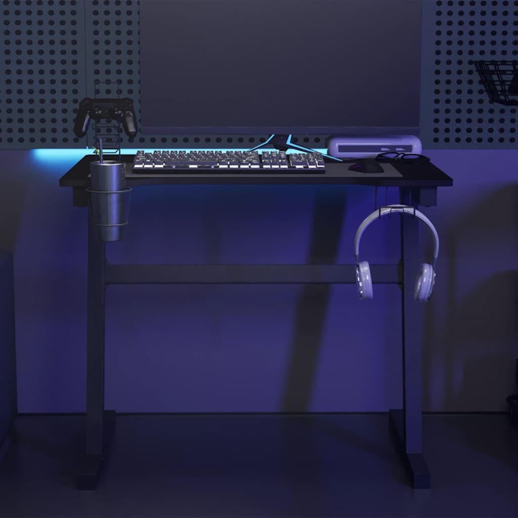 Gaming-Schreibtisch mit LED und Z-Gestell Schwarz 90x60x75 cm