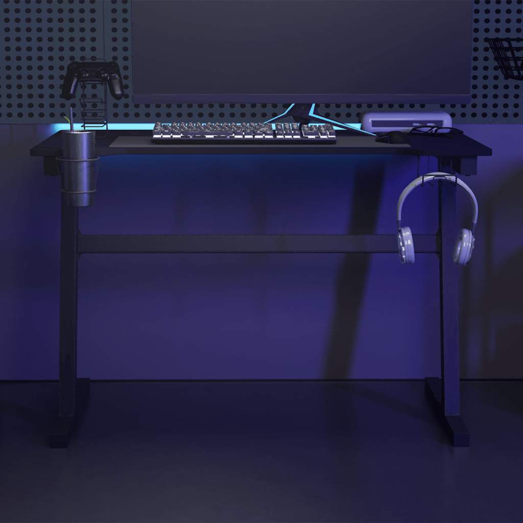 Gaming-Schreibtisch mit LED und Z-Gestell Schwarz 110x60x75 cm
