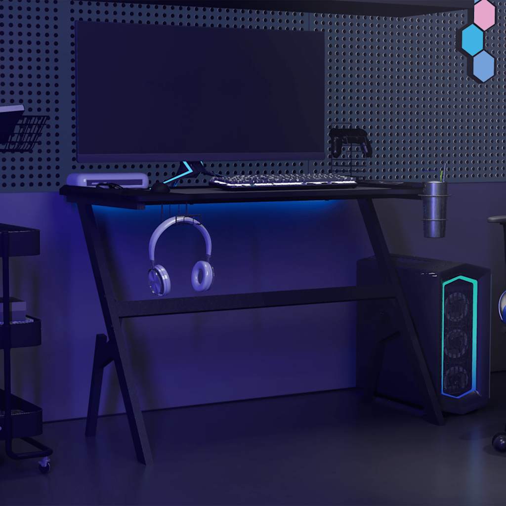 Gaming-Schreibtisch mit LED Y-Gestell Schwarz 110x60x75 cm