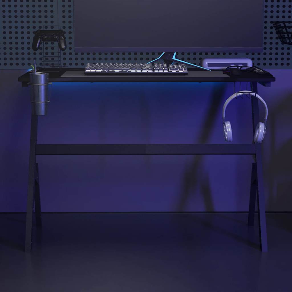 Gaming-Schreibtisch mit LED Y-Gestell Schwarz 110x60x75 cm