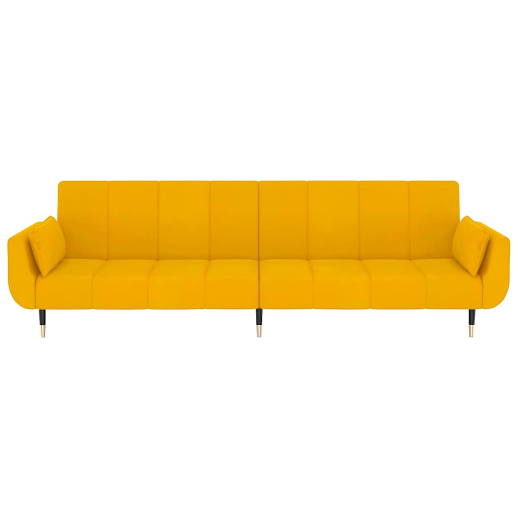 Schlafsofa 2-Sitzer mit 2 Kissen Gelb Samt