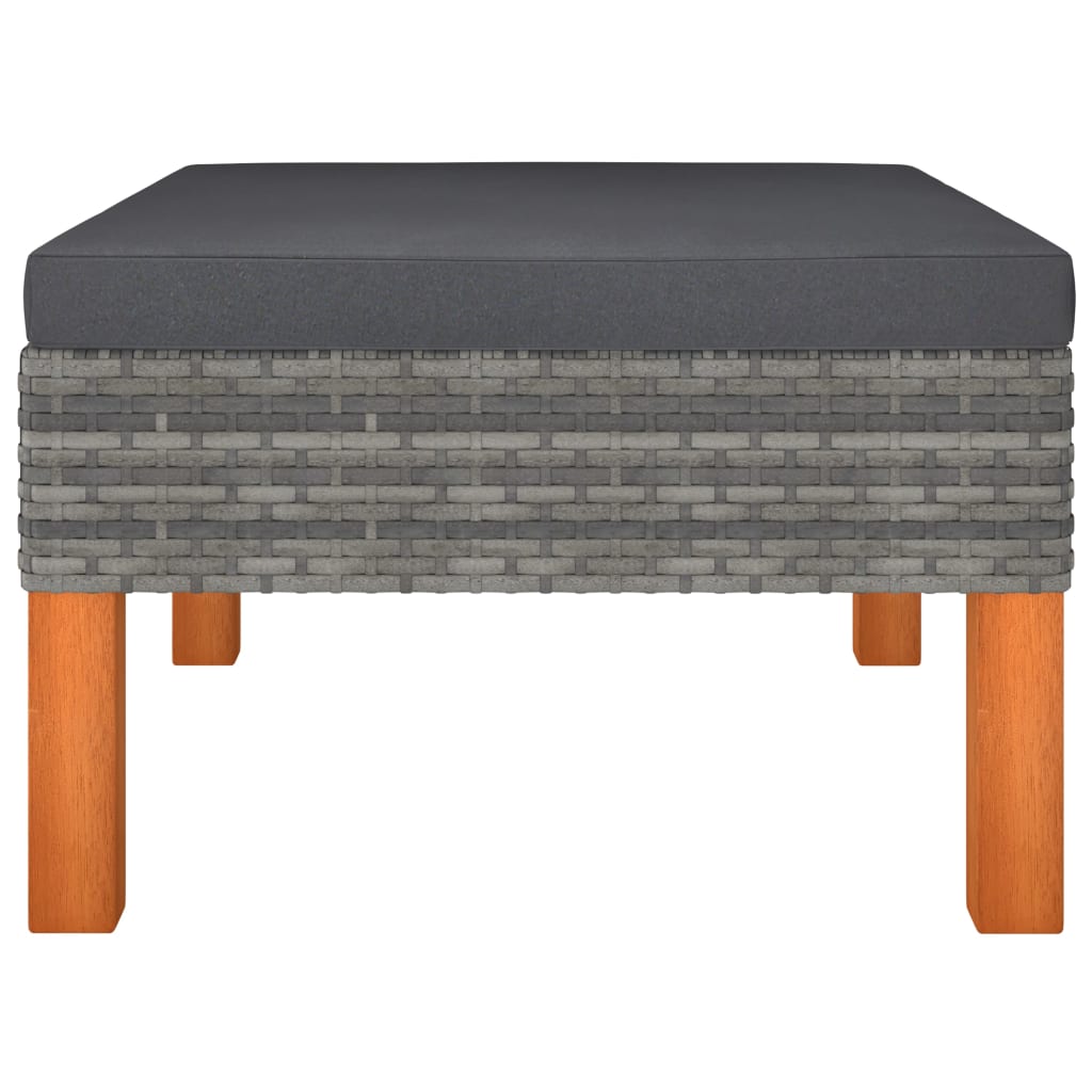 9-tlg. Garten-Lounge-Set Poly Rattan und Eukalyptusholz Grau