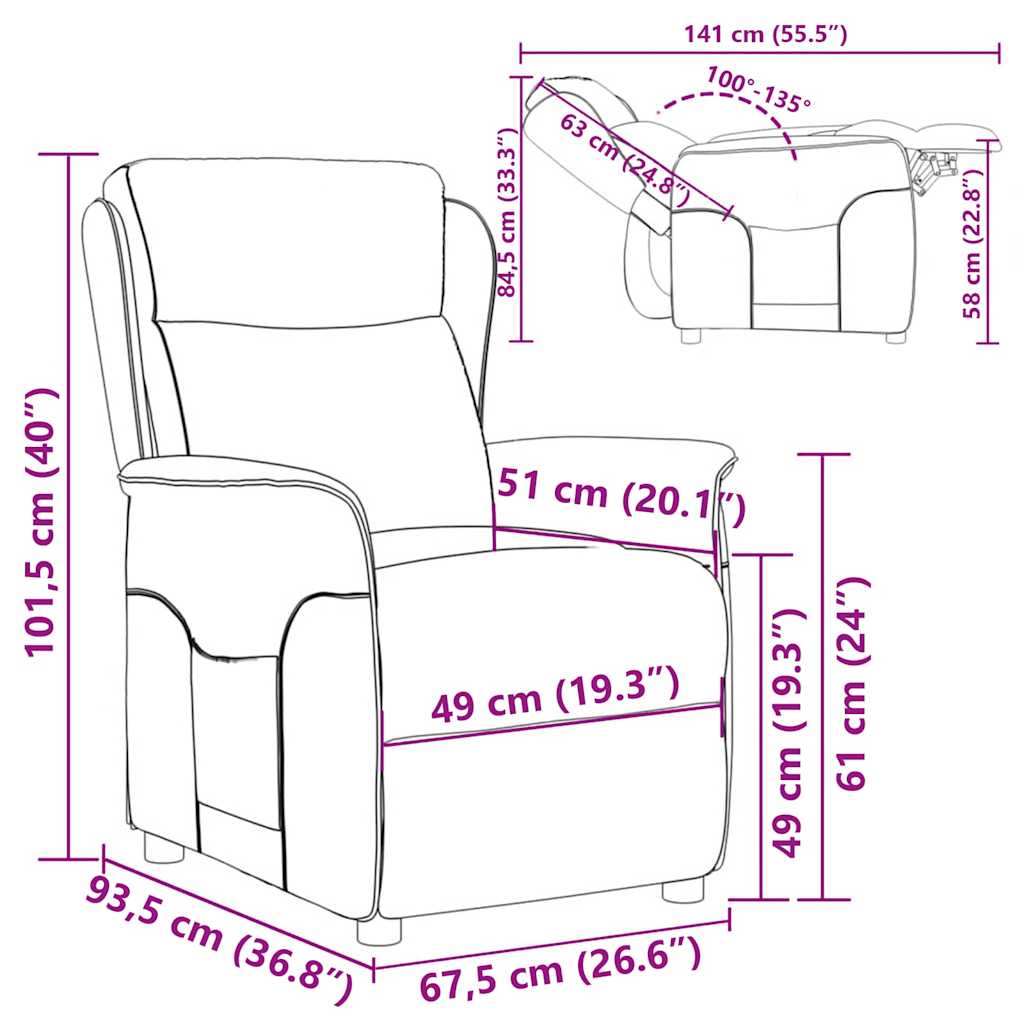 Relaxsessel Schwarz 67.5 x 93.5 x 101.5 cm Stoff