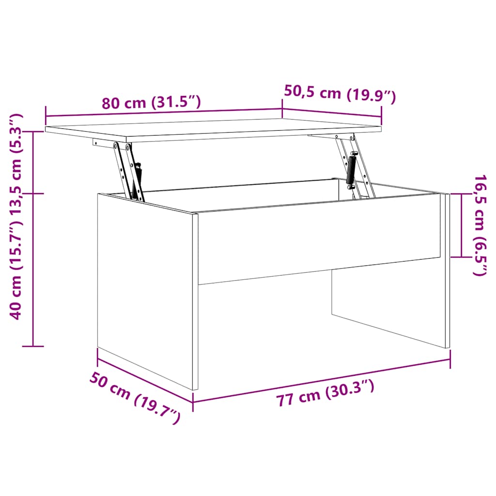Couchtisch Schwarz 80x50,5x41,5 cm Holzwerkstoff