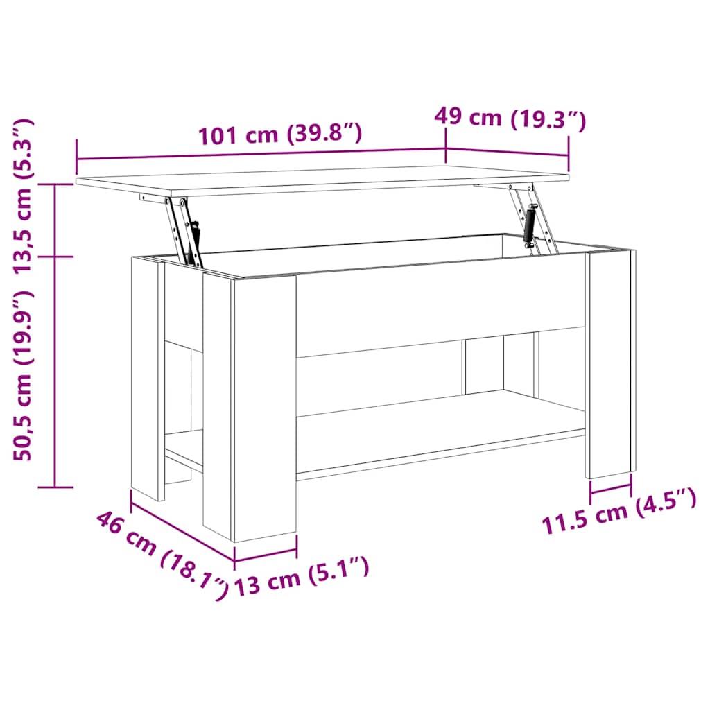 Couchtisch Schwarz 101x49x52 cm Holzwerkstoff
