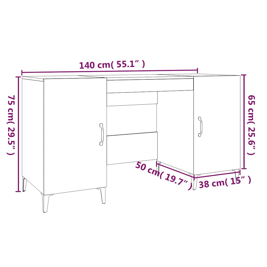 Schreibtisch Betongrau 140x50x75 cm Holzwerkstoff