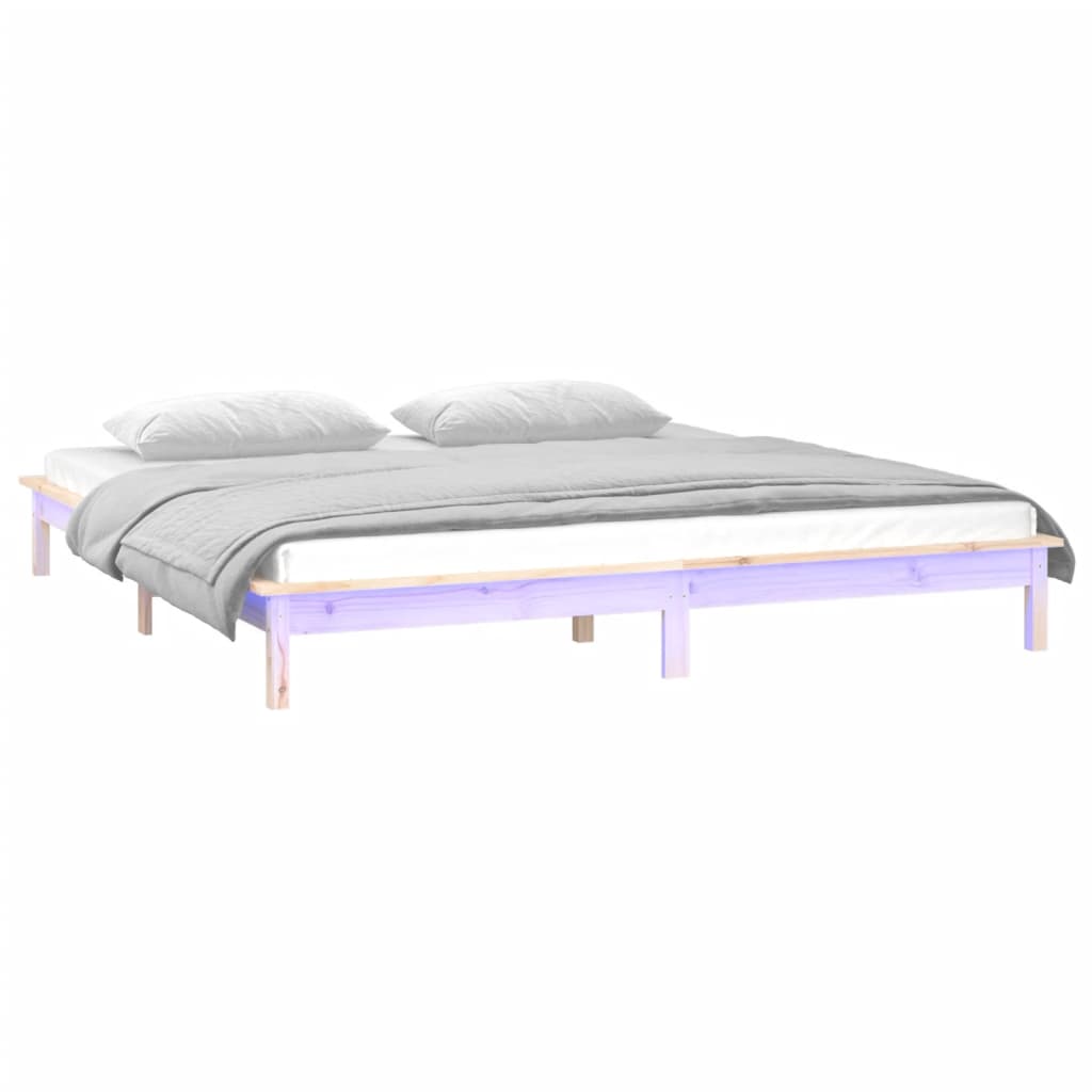 Massivholzbett mit LEDs 140x200 cm