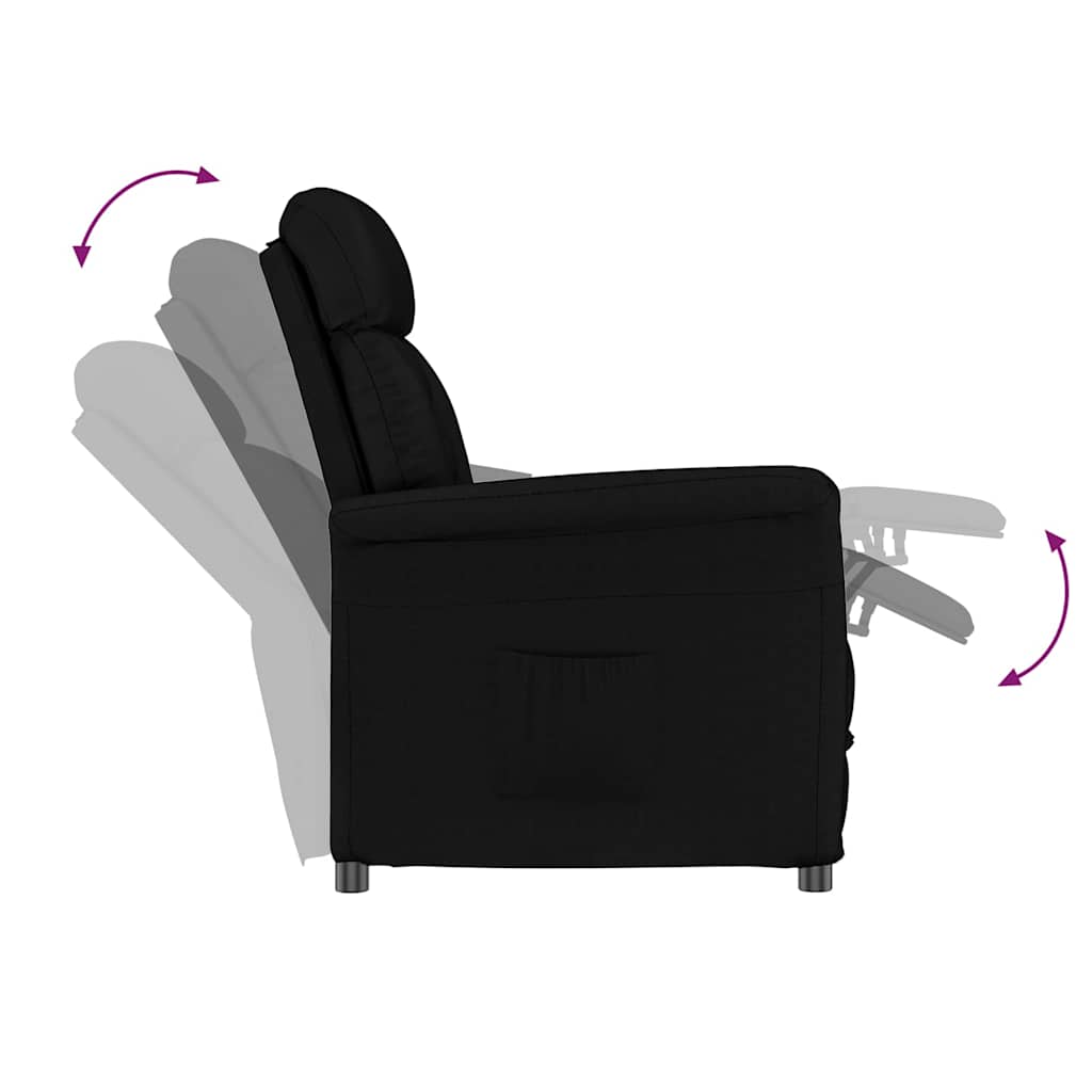 Recliner Stuhl Schwarz Schwarz 70.5 x 96.5 x 95 cm Kunstleder