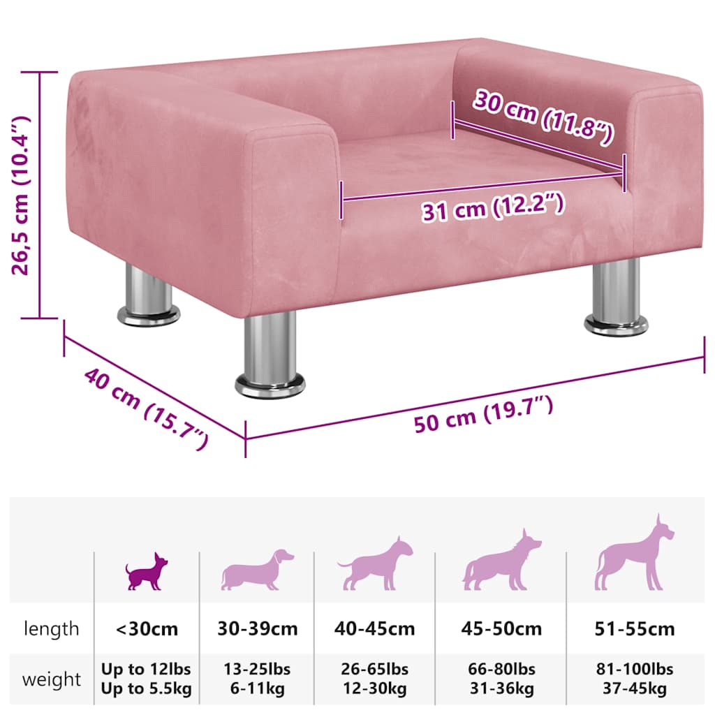 Hundebett Rosa 50x40x26,5 cm Samt