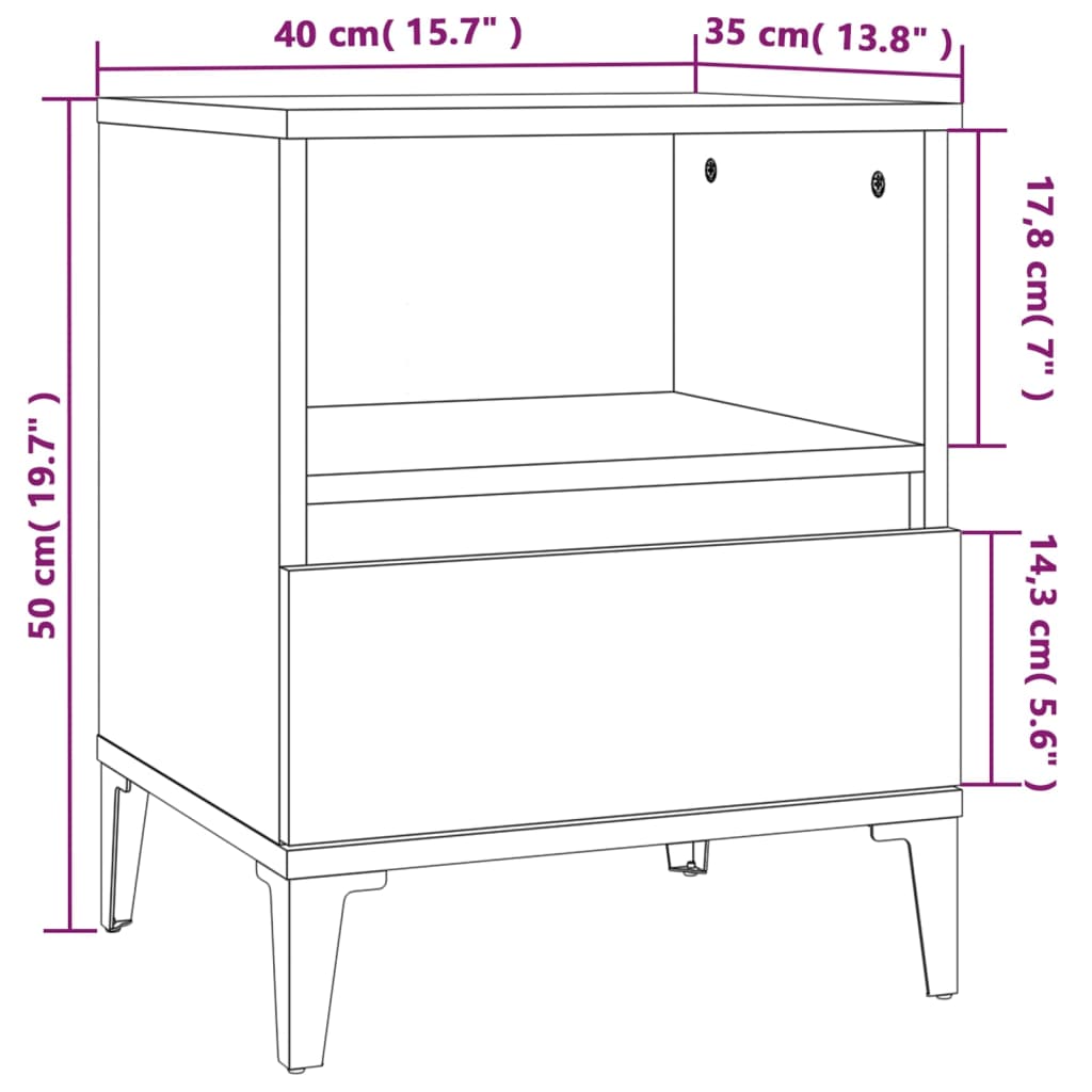 Nachttische 2 Stk. Braun Eichen-Optik 40x35x50 cm