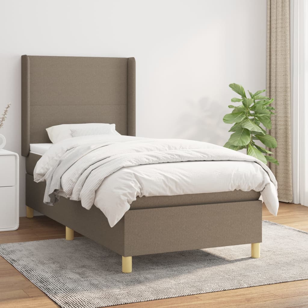 Boxspringbett mit Matratze Taupe 100x200 cm Stoff