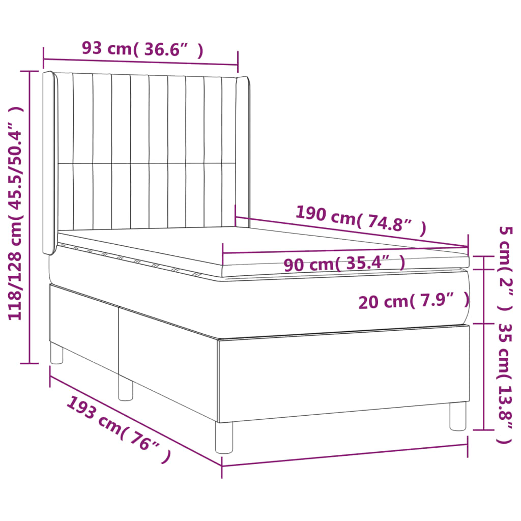 Boxspringbett mit Matratze Taupe 90x190 cm Stoff