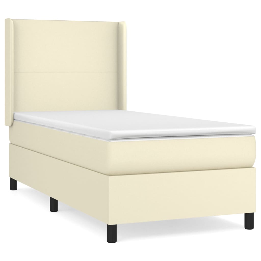 Boxspringbett mit Matratze Creme 90x200 cm Kunstleder