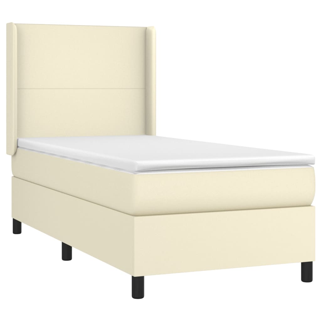 Boxspringbett mit Matratze Creme 90x200 cm Kunstleder