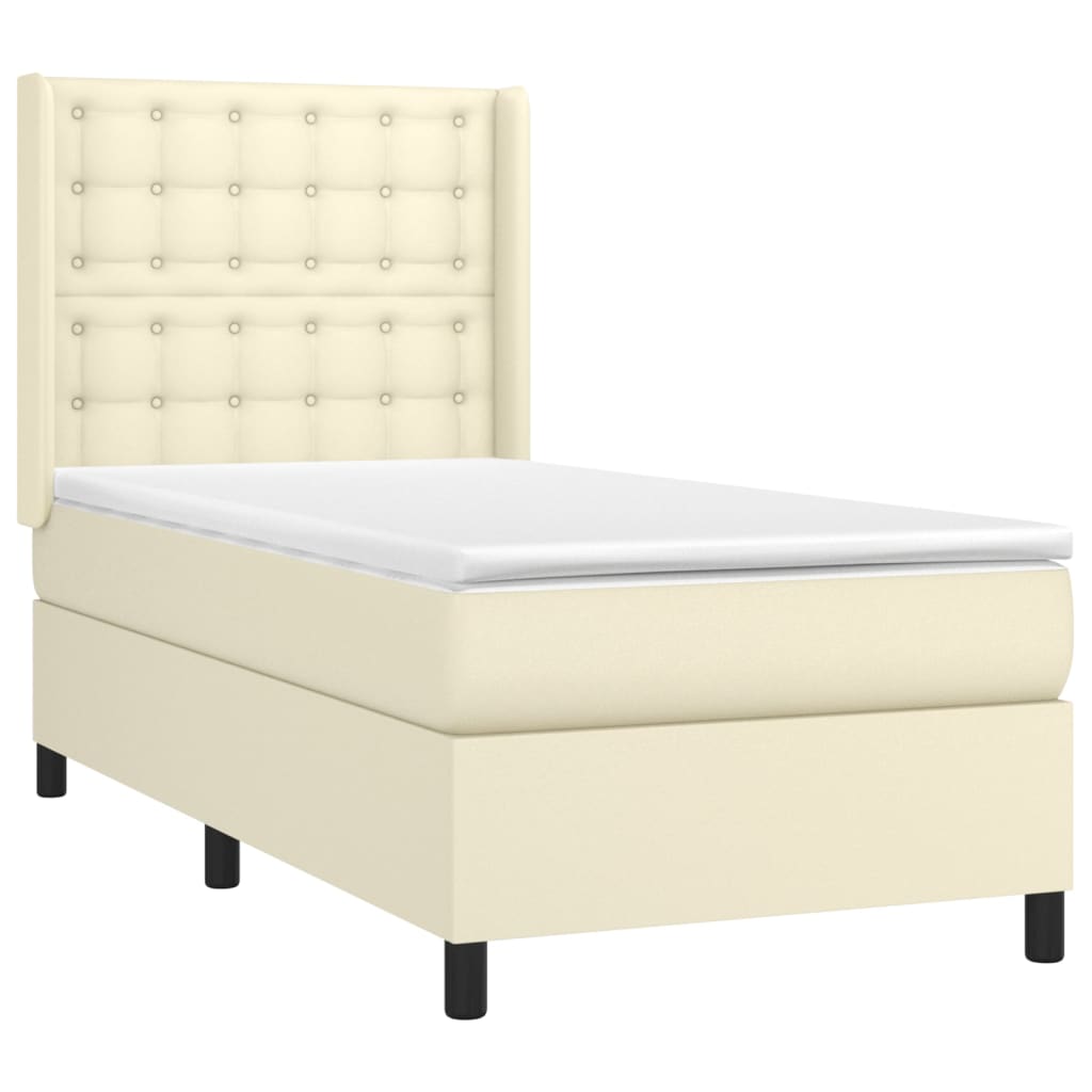 Boxspringbett mit Matratze Creme 90x200 cm Kunstleder