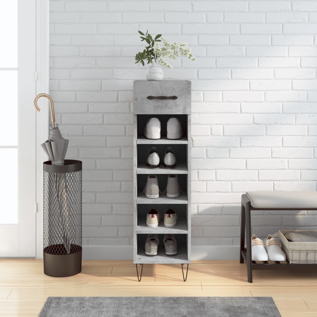 Schuhschrank Betongrau 30x35x105 cm Holzwerkstoff
