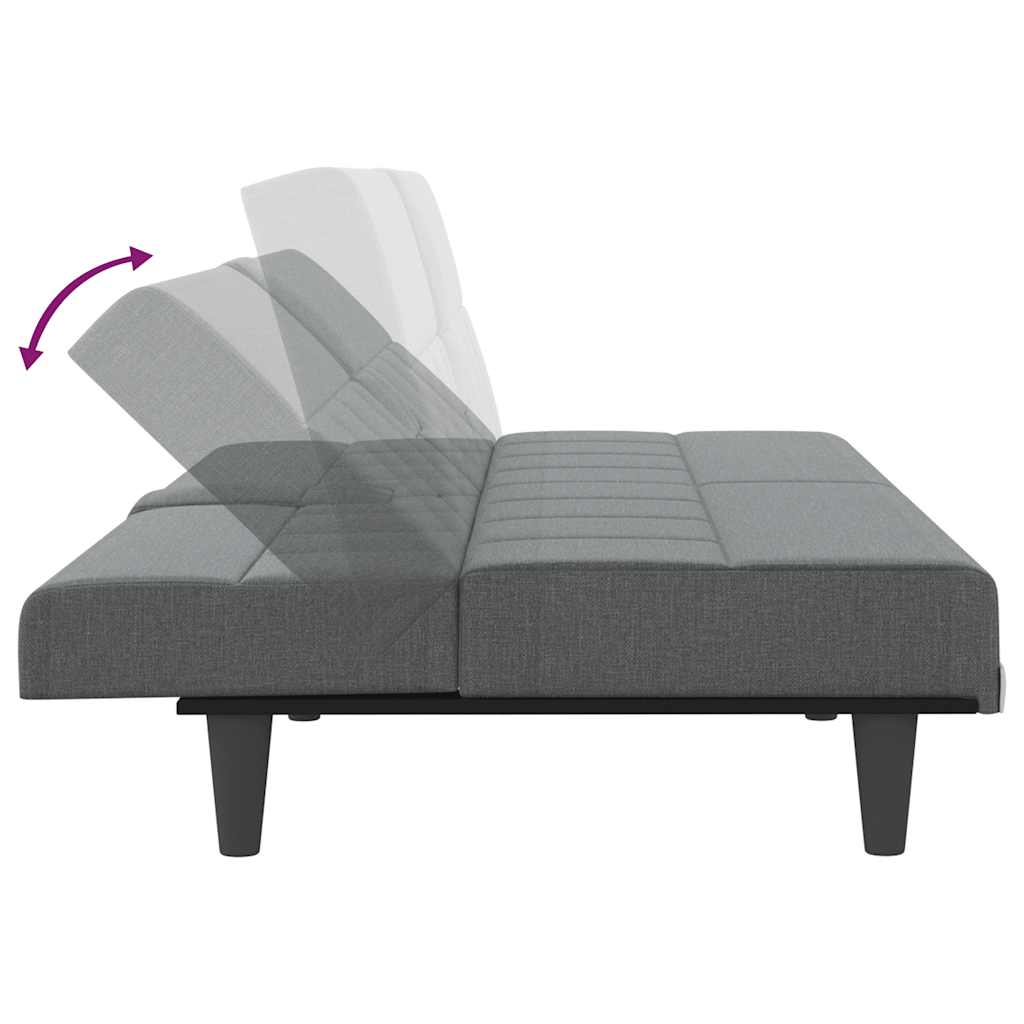 Schlafsofa mit Getränkehaltern Dunkelgrau Stoff