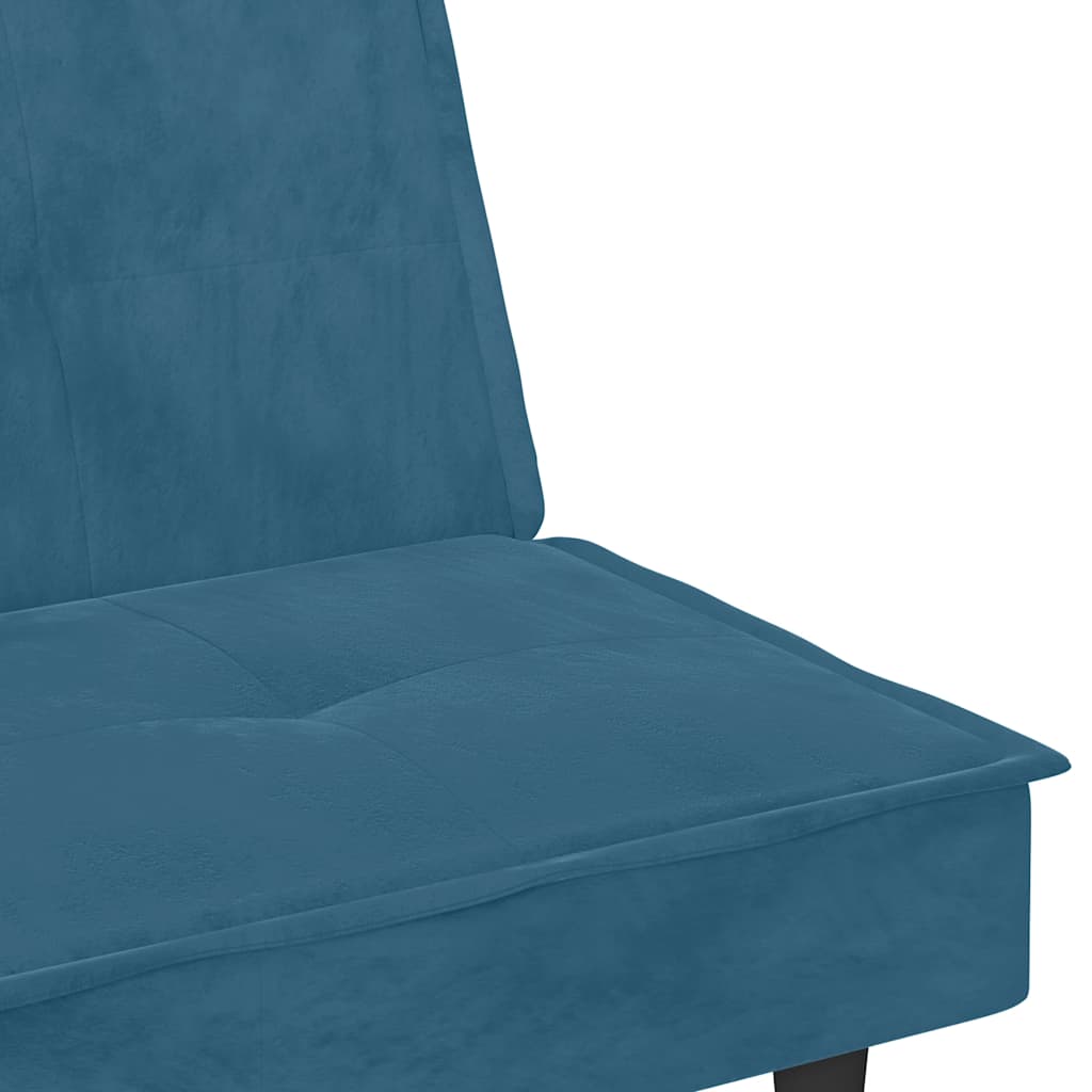 Schlafsofa mit Getränkehaltern Blau Samt