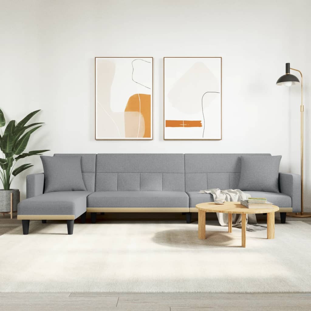 Schlafsofa in L-Form Hellgrau 275x140x70 cm Stoff