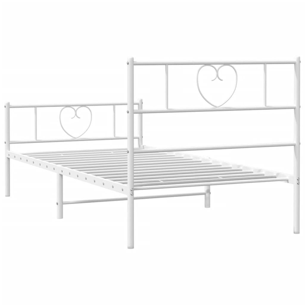 Bettgestell mit Kopf- und Fußteil Metall Weiß 90x190 cm