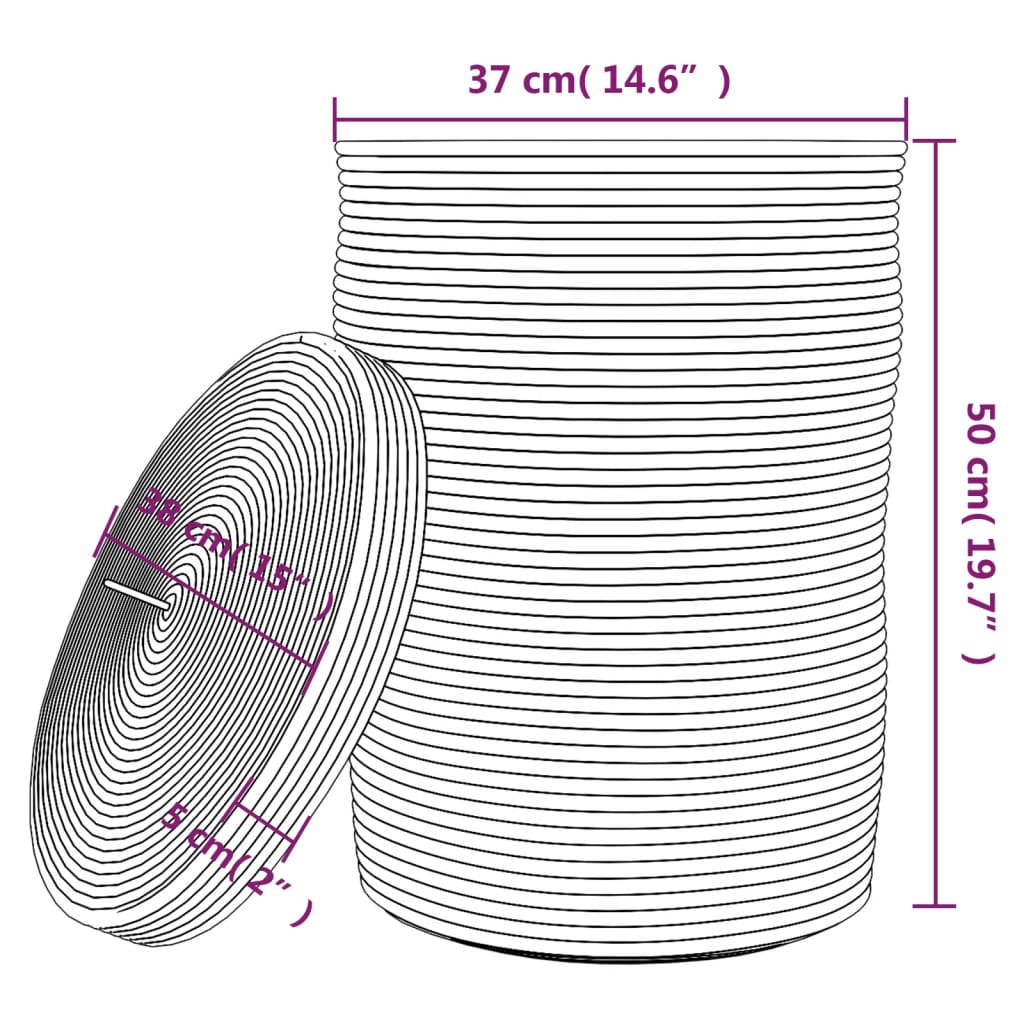 Aufbewahrungskorb mit Deckel Braun & Weiß Ø37x50 cm Baumwolle