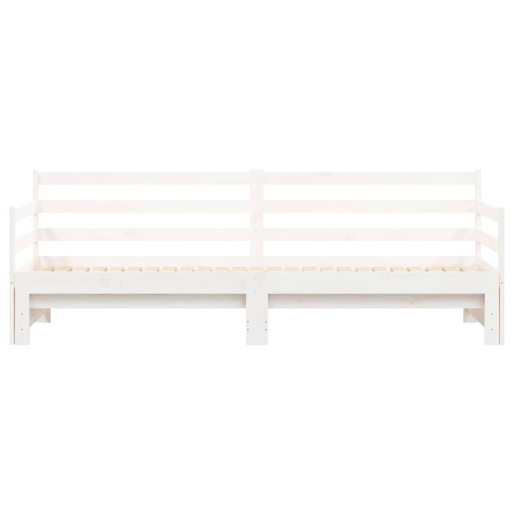 Tagesbett Ausziehbar Weiß 90x200 cm Massivholz Kiefer
