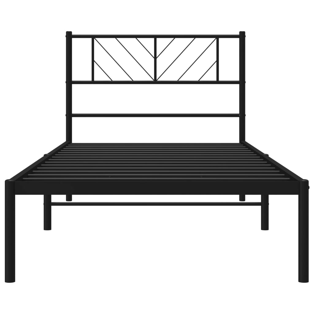 Bettgestell mit Kopfteil Metall Schwarz 90x190 cm