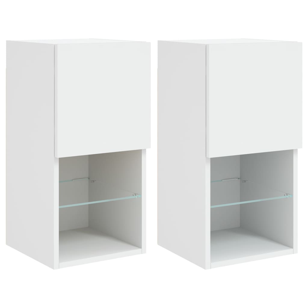 TV-Schränke mit LED-Leuchten 2 Stk. Weiß 30,5x30x60 cm