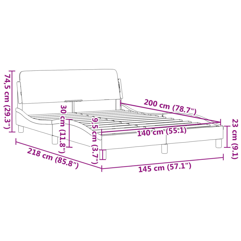 Bettgestell "Dover" Taupe 140x200 cm Stoff