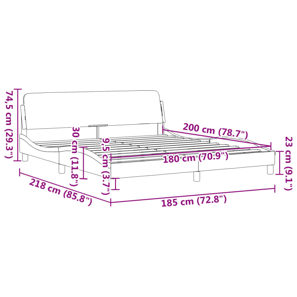Bettgestell "Dover" Hellgrau 180x200 cm Stoff