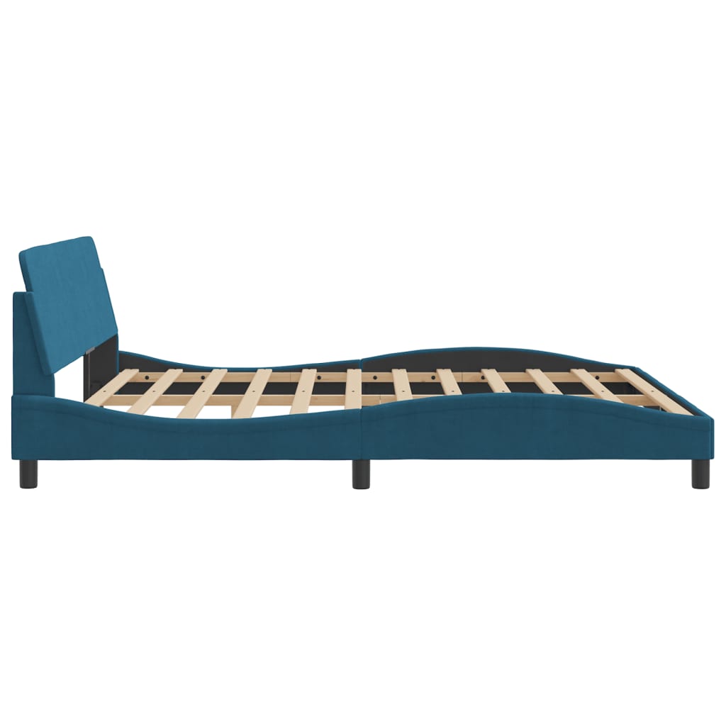Bettgestell mit Kopfteil "Dover" Blau 180x200 cm Samt