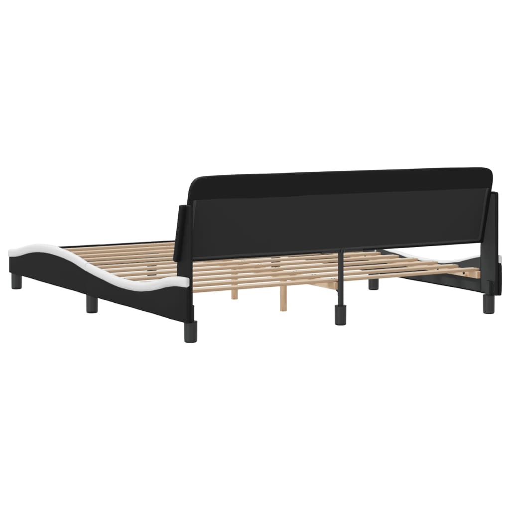 Bettgestell "Dover" Schwarz und Weiß 180x200 cm Kunstleder